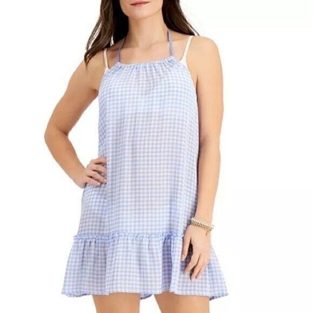 MIKEN Juniors' High-Neck Tiered Cover-Up Dress, swimming wear, swimsuit New XL